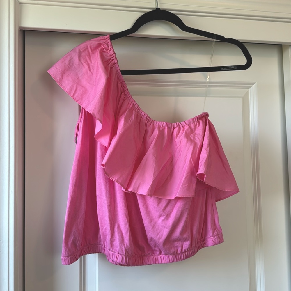 Pink Top One Shoulder w/ Ruffles